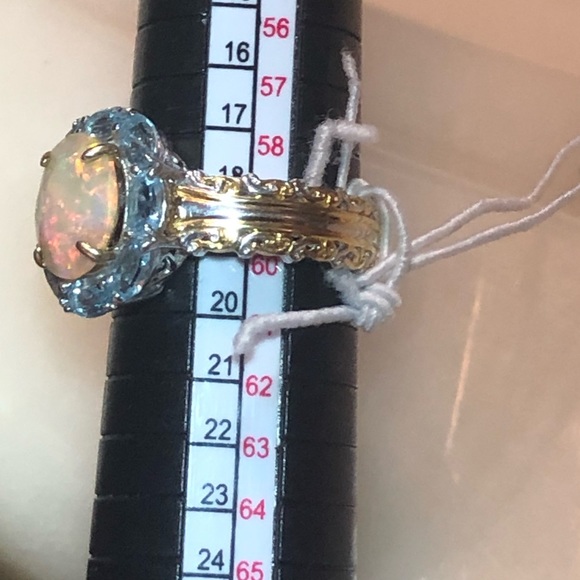 🐬MARKDOWN SALE111 NWT Gems enVogue PalladiumSilver Opal&Topaz Ring - Picture 13 of 16